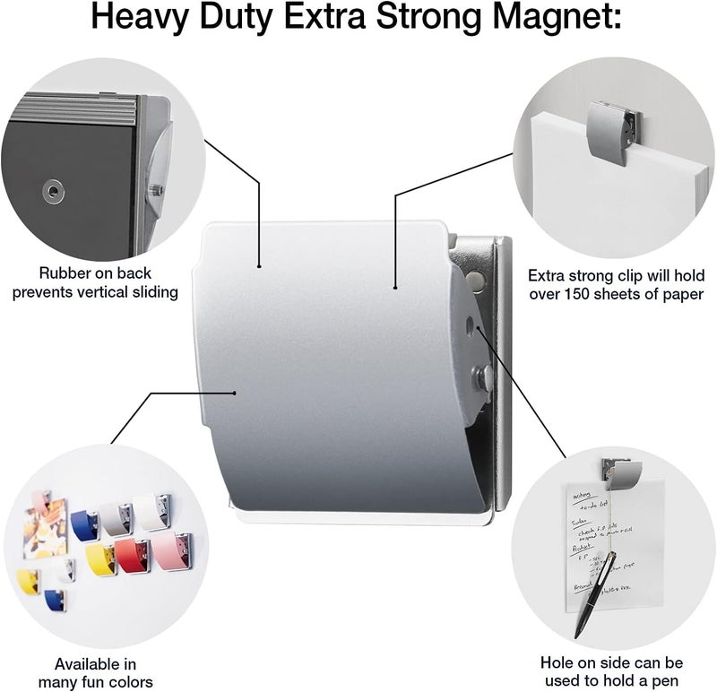 PLUS(ãƒ—ãƒ©ã‚¹) Extra Strong Magnetic Binder Clips, Set of 3 Large Silver Clips for Fridge, Office, and Home Use - Image 2